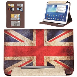 Чехол кожаный с рисунком британского флага и кармашками для банковских карт для Samsung Galaxy Tab 3 (10.1) / P5200