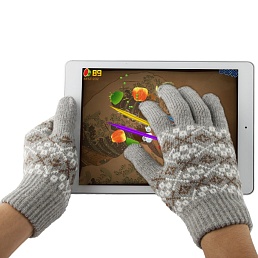 Перчатки для работы с сенсорными экранами в холодную погоду (серые с узором)