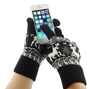 Перчатки для работы с сенсорными экранами в холодную погоду (черные с елочками)