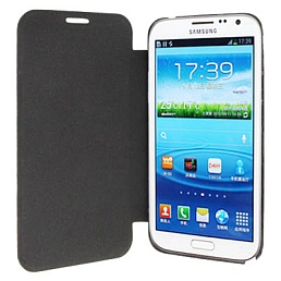 Чехол кожаный с пластиковым боксом корпуса для Samsung Galaxy Note II / N7100 (черный)
