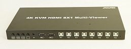 Переключатель AVE HDSW KVM 8MV (8 PC Multi-viewer seamless switch, HDMI 4K 30Hz, USB 1.1, remote control, power adapter)